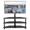 Multi-Function TV Stand Height Adjustable Bracket Swivel 3 Tier - Black - Image 3