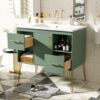 Bathroom Vanity With Resin Sink Combo Set, Modern Freestanding Single Bathroom Cabinet With 2 Drawers & 2 Storage Compartments, Storage Cabinet For Bathroom, Frame Vanity Set - Green - Image 2