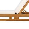 Premium Acacia Wood Lounge Chaise Set With Water Resistant Cushions, Adjustable Recline - Cream / Teak - Image 18