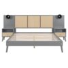 Queen Size Bed Frame With 2 Nightstands Elegant Design With Lamps - Gray - Image 11