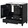 30" Bathroom Vanity With Sink, 1 Door With Shelf And 3 Drawers, Soft Close Door - Black - Image 15