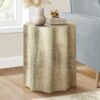 Drum Accent Side Table, Contemporary & Modern - Gold - Image 8