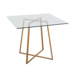 Cosmo - Contemporary Square Dining Table With Natural Legs - Clear