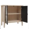2 Door Carved Storage Cabinet With Adjustable Shelf, Accent Furniture For Living Room, Hallway, Kitchen - Black / Natural - Image 11