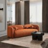 Donna - Japandi Style Boucle Sofa - Brown / Burnt Orange / Orange - Image 2