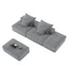 Modern Oversized Modular Sectional Sofa With 2 Ottoman And 2 Seat, Sparkling Chenille Fabric Soft Cushion Sofa With 4 Pillows, 4 Pieces Diy Combination Tufted Sofa, No Assembly Required - Gray - Image 25