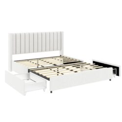 Anda - Queen Patented 2 Drawers Upholstered Storage Bed - Ivory Boucle
