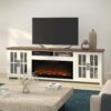 Hampton - Fireplace TV Stand Console For TVs Up To 100" - Jasmine Whitewash / Barnwood - Image 6
