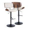 Lombardi - Mid-Century Modern Adjustable Barstool With Swivel (Set of 2) - Walnut / Cream - Image 2