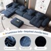 Modern Oversized Modular Sectional Sofa, Sparkling Chenille Fabric Soft Cushion Sofa With 8 Pillows, 8 Pieces Diy Combination Tufted Sofa, No Assembly Required - Blue - Image 17