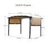 12 X 9 Ft Outdoor Patio Pergola Gazebo Steel Frame Sun Shelter With Retractable Canopy & - Beige / Brown - Image 7