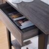 Home, Elegant Console Table, Display Table With Drawer And Bottom Shelf - Distressed Gray / Black - Image 2