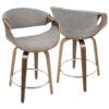 Curvini - Mid-Century Modern Counter Stool (Set of 2) - Walnut / Light Gray - Image 2