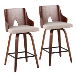 Ariana - Mid-Century Modern Counter Stool (Set of 2) - Walnut / Beige