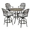 Round 4 Person 42" Long Bar Height Dining Set With Cushions - Dark Gray / White - Image 2