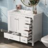 Bathroom Vanity With Ceramic Sink Combo, Abundant Storage Cabinet -2 Soft-Close Doors And 5 Drawers - White - Image 9