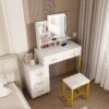 Elegant Makeup Vanity With Led Lights & Power Outlet - White - Image 6