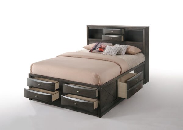 Ireland - Queen Bed With Storage - Gray Oak