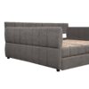 Queen Size Upholstered Platform Bed With USB And 2 Drawers, Lambswool Material - Gray - Image 8