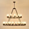 Extra Large Wagon Wheel Chandelier, 2 Tier 36 Lights (No Include) Farmhouse Industrial Round High Ceiling Pendant Light Adjustable Chain, For Dining Room, Living Room, Kitchen - Black - Image 18