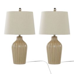 Rockwell - Contemporary Table Lamp (Set of 2) - Cuban Sand / Polished Nickel / Natural