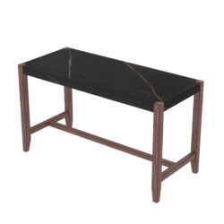 Counter Height Bar Table, Faux Marble Dining Table For Kitchen, Living Room, Or Balcony - Black