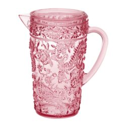 Paisley - Unbreakable Plastic Water Pitcher With Lid And Spout, 2.5 Quarts, Bpa Free - Pink