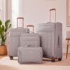 4 Piece Set (16/20/24/28), Softshell Suitcase Spinner Wheels Terylene Luggage Sets Carry On Suitcase Luggage Lightweight Durable Suitcase - Khaki - Image 2
