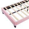 Twin Size Upholstered Flower-Shape Bed, Elegant Flowers Headboard With LED Light Strip, Sherpa Fabric Platform Bed With Slats Support - Pink - Image 8