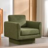 360° Modern Swivel Accent Chair Round Armchair, Thick Padded Single Lounge Sofa Upholstered Comfy - Green - Image 13