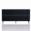 Modern Lacquered 4 Door Wooden Cabinet Sideboard Buffet Server Cabinet Storage Cabinet, For Living Room, Entryway, Hallway, Office, Kitchen And Dining Room - Distressed Black - Image 10