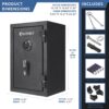 2.02 Cubic Ft Biometric Keypad Fire Resistant Safe - Black - Image 12