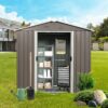 8Ft x 4Ft Outdoor Metal Storage Shed With Window - Gray - Image 2
