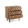 Mid Century Modern Mango Wood 3 Drawer Chest With 3D Tile Weave Design - Natural - Image 5