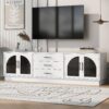 Modern Minimalist TV Stand For TVs Up To 75", Entertainment Center Media Console Cabinet With Adjustable Shelves For Living Room - White - Image 2