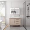 Bathroom Medicine Cabinet With Lights, LED Medicine Cabinet With Mirror, Wall Cabinet With Shelves, Double Door Lighted Medicine Cabinet With Defogger, Dimmable, Wall Mount - Silver - Image 9