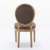 French Style Solid Wood Frame Antique Painting, Hand-Pulled Buckle Decoration Artificial Leather Dining Chair With Nailhead Trim, Wood Legs, Density Foam, Steel Spring Inner (Set of 2) - Brown - Image 8