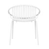 Modern Outdoor 7 Piece Dining Set With Stackable Chairs - Teak / Black / White - Image 16