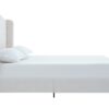 Hannah - Queen Upholstered Wingback Bed Size, Tall Headboard Upholstered Queen Bed, Premium Textured Canvas Chenille Look, Minimalist Designs, No Box Spring Needed - Ivory - Image 4