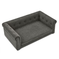 Modern Style Elegant Rectangle Pet Bed For Small And Medium Dogs, Durable Elevated Dog Sofa - Dark Gray