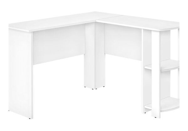 Computer Desk, Home Office, Corner, Storage Shelves, L Shape, Laptop, Contemporary & Modern - White