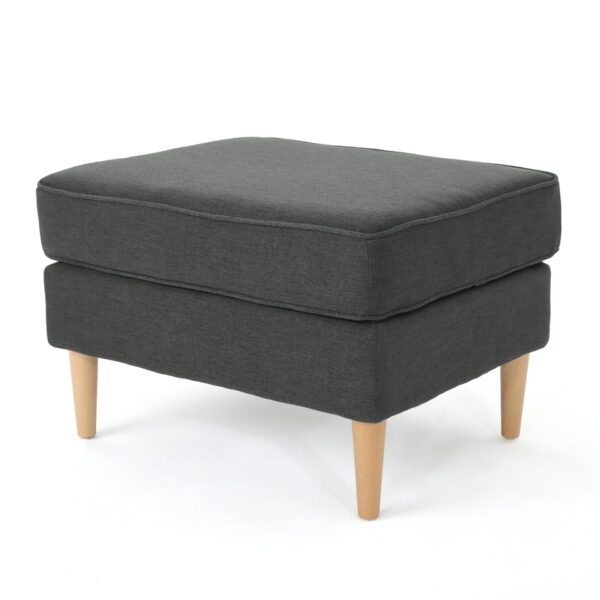 Upholstered Ottoman With Tapered Legs - Dark Gray