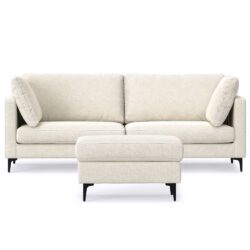 Ava - Mid Century Sofa With Ottoman Set - Cream