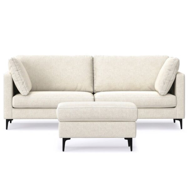 Ava - Mid Century Sofa With Ottoman Set - Cream