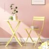 3 Piece Patio Bistro Set Of Foldable Round Table And Chairs - Yellow - Image 8