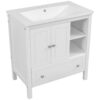 Bathroom Vanity With Sink, Bathroom Storage Cabinet With Doors And Drawers, Solid Wood Frame, Ceramic Sink - White - Image 23