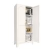 2 Shapely Doors Cabinet Metal Storage Cabinet With Doors And Adjustable Shelves For Bedroom Living Room - White - Image 5