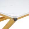 Modern Marble Pattern Coffee Table With Metal Legs, Sintered Stone Surface - White / Gold - Image 16