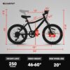 S20101 20" Kids' Bike, Boys Girls Mountain Bike Ages 8-12, 7 Speed Teenager Children Kids' Bicycles, Front Suspension Disc Brake Rear V-Brake, High Steel Frame - White - Image 8
