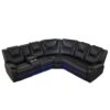 Modern Faux Leather Manual Reclining With Center Console With LED Light Strip, Living Room Furniture Set, Symmetrical Couch With 2 Cup Holders And Storage For Living Room - Black - Image 14